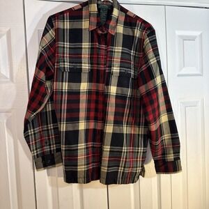 Lauren Ralph Lauren Shirt Womens LargeRL Wool Tartan Plaid Flannel Button Up